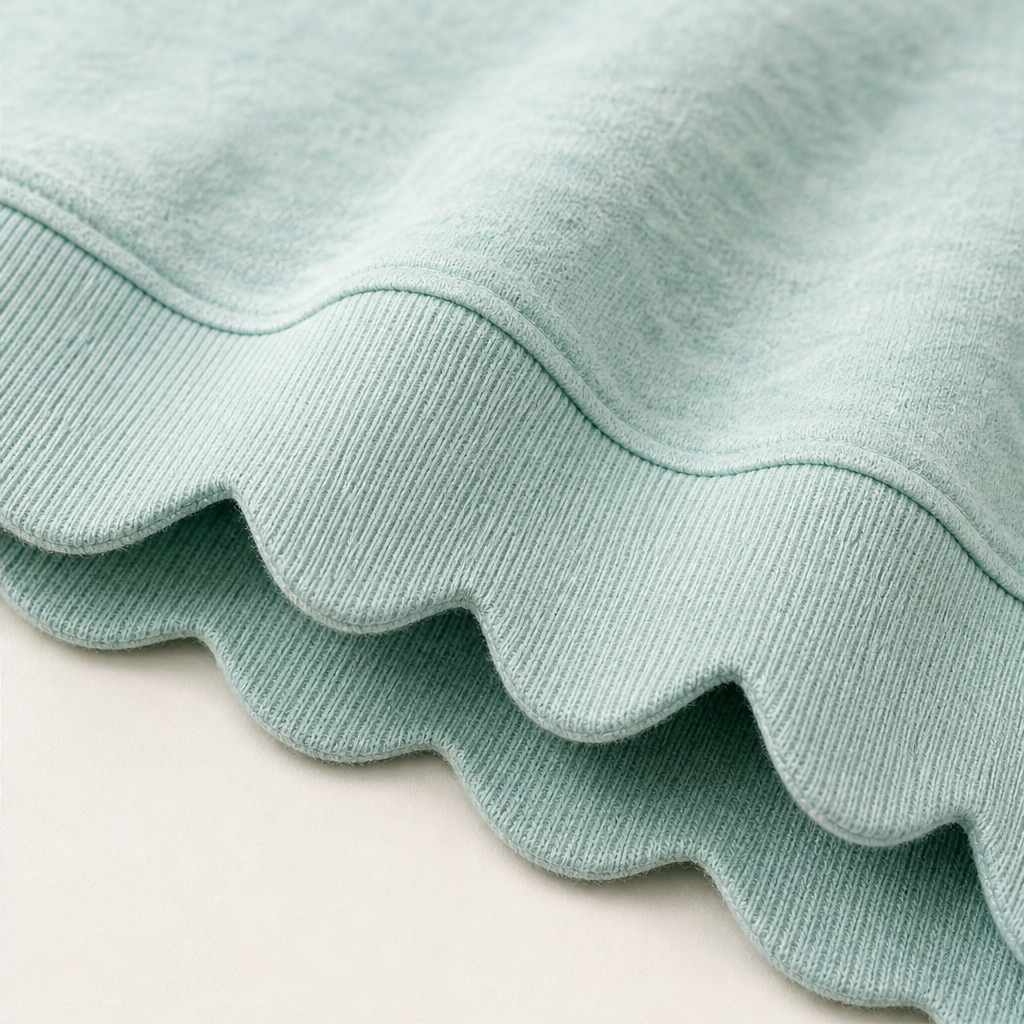 Wavella – Scalloped Hem Oversized Crew Sweatshirt + 50% OFF detail