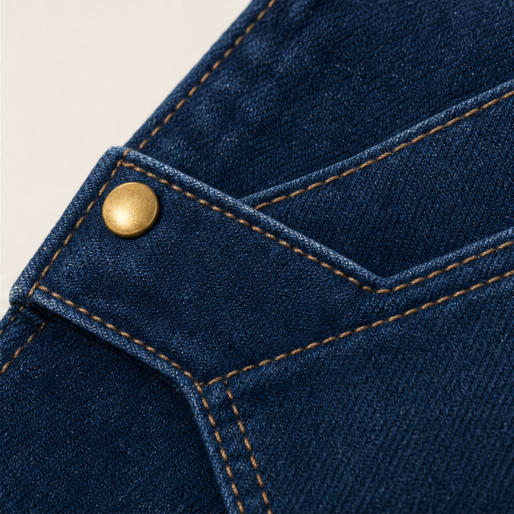 Marlowick – Vintage Wide-Leg Jeans with Gold Eyelet Detail + 50% OFF detail