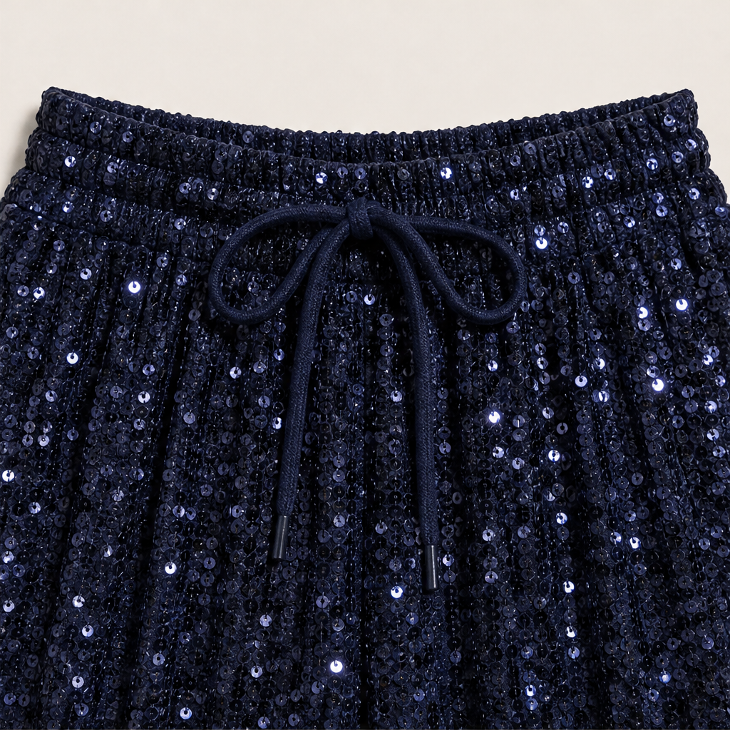 Velvara – Velvet-Backed Sequin Wide-Leg Trousers + 50% OFF detail