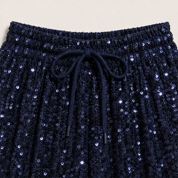 Velvara – Velvet-Backed Sequin Wide-Leg Trousers + 50% OFF detail