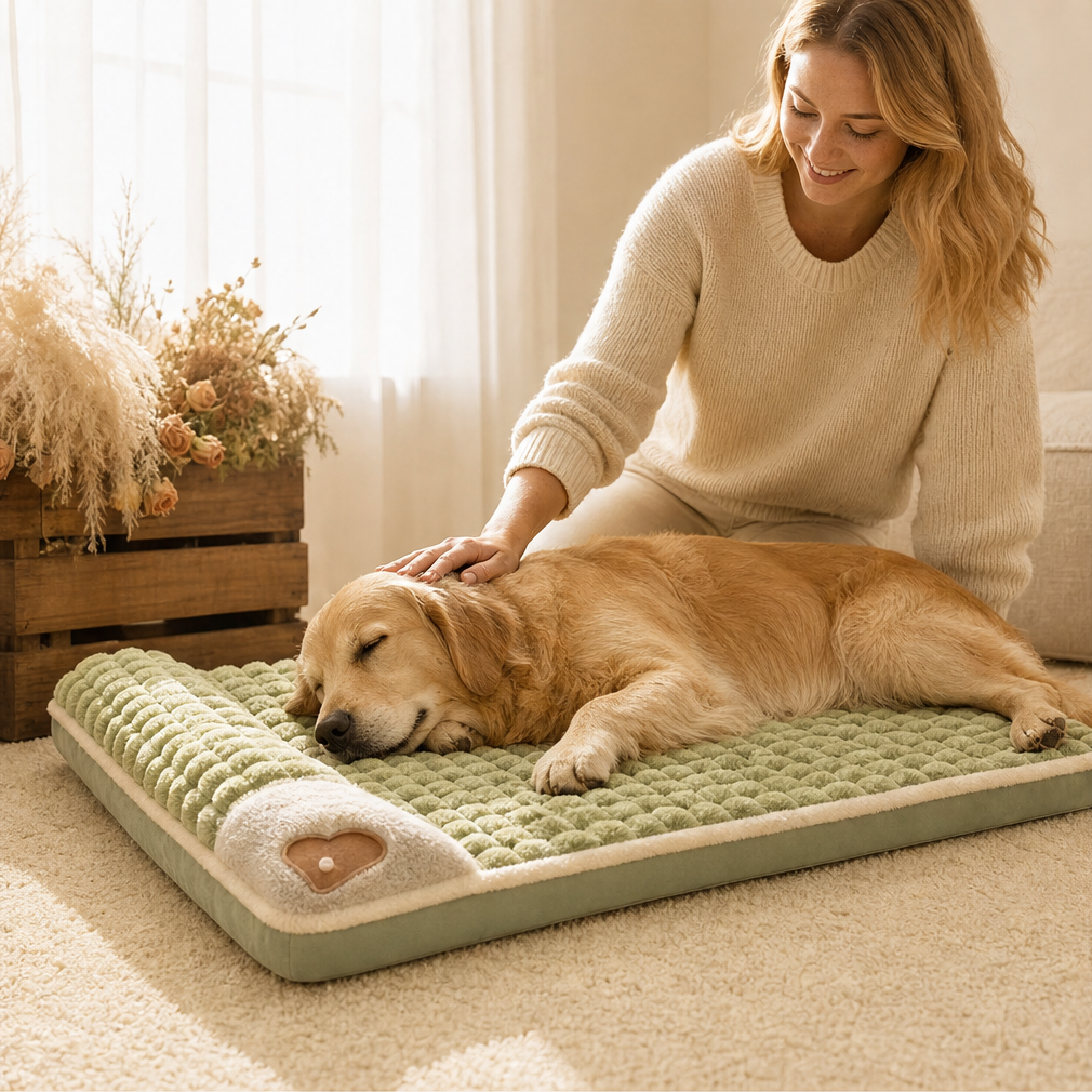 Plushden – Orthopedic Plush Dog Crate Pad with Non-Slip Base + 50% OFF lifestyle