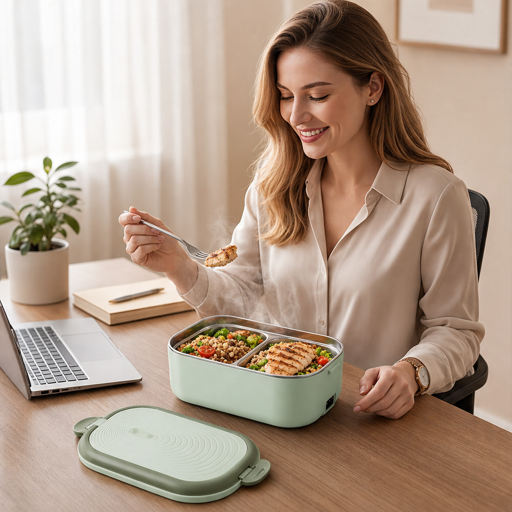 Warmholt – Water-Free Electric Heated Lunch Box with Dual Steel Trays + 50% OFF lifestyle