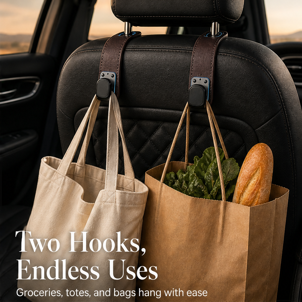 Backseat Anchor – Heavy-Duty Headrest Storage Hooks for Car + 1+1 FREE detail