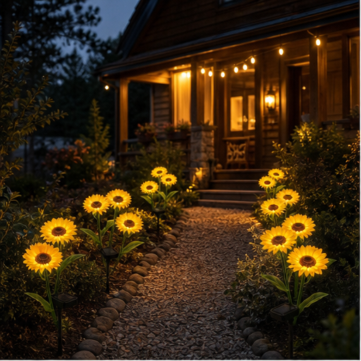 Sunwick – Glowing 3-Head Solar Sunflower Stake Lights lifestyle