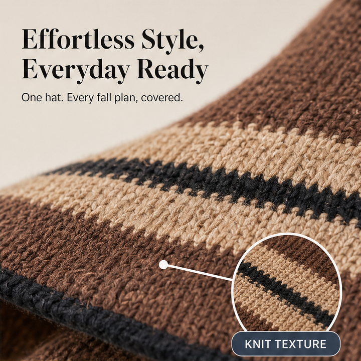 Clochet – Foldable Striped Knit Cloche Bucket Hat + 50% OFF features