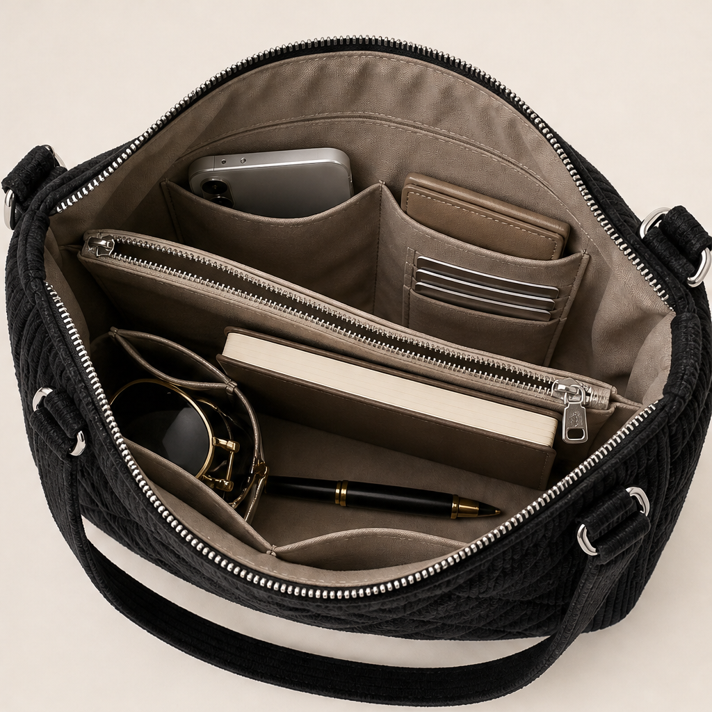 Corduvelle – Quilted Corduroy Multi-Way Shoulder Bag + 50% OFF detail