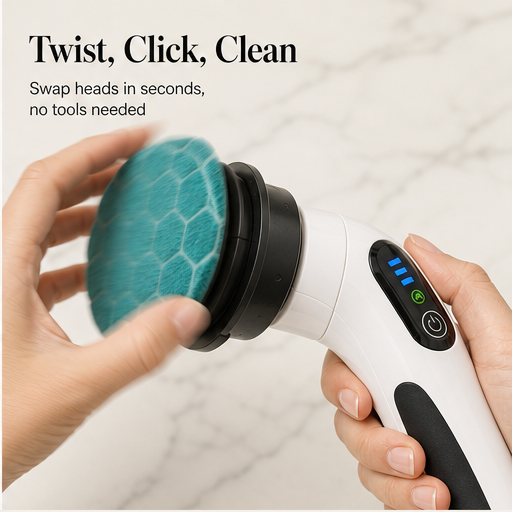 SpinCraft – Rechargeable Spin Brush with 7 Interchangeable Heads detail
