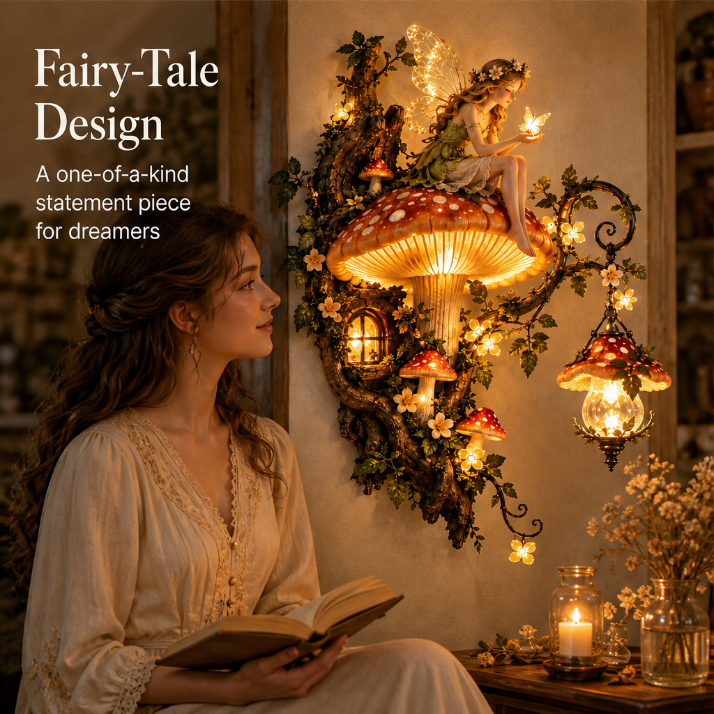 Thistlemoor – Hand-Sculpted Glowing Fairy Mushroom Wall Light + 50% OFF features