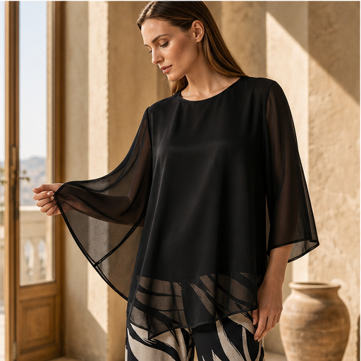 Vaelora – Flowy Chiffon Top &amp; Wide-Leg Printed Pants Matching Set + 50% OFF features