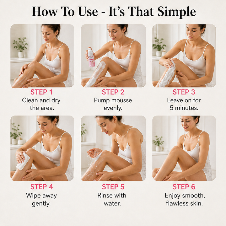 Velvao – Fast-Acting No-Stubble Hair Removal Mousse + 1+1 FREE detail