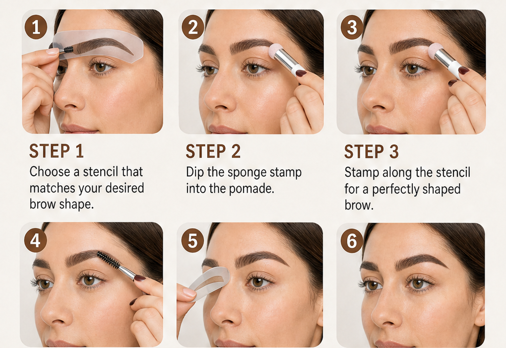 Archella – Waterproof Matte Brow Pomade Stamp Kit with 10 Reusable Templates + BUY 1 + PICK 1 FREE COLOR detail