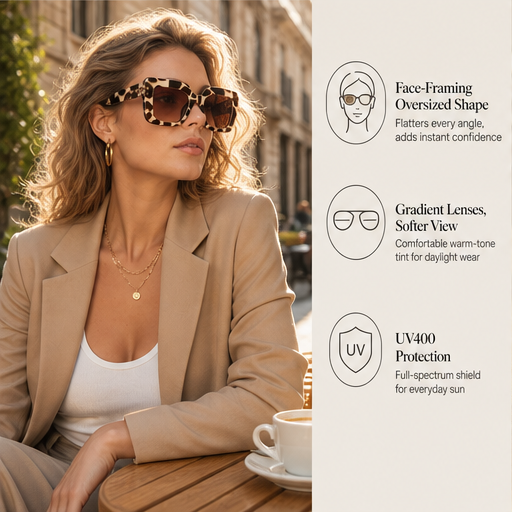 Voss Lane – Oversized Square Gradient Lens Sunglasses features