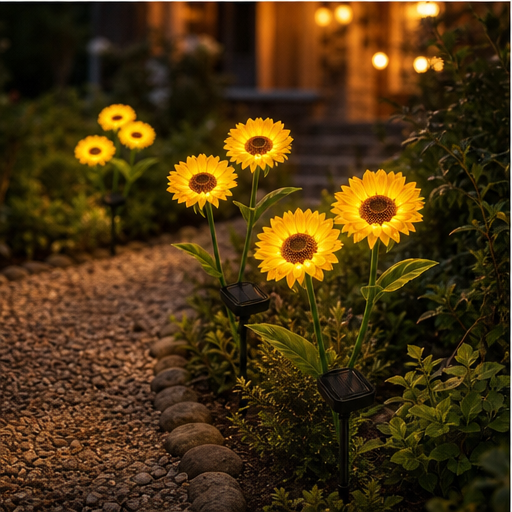 Sunwick – Glowing 3-Head Solar Sunflower Stake Lights lifestyle