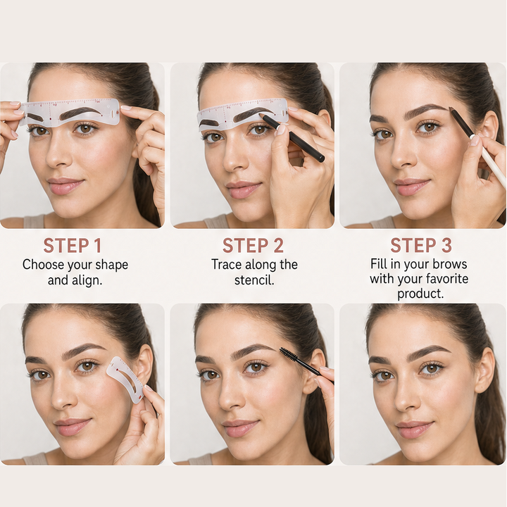 ArchLine – Adjustable 12-Shape Eyebrow Stencil Kit with Headband + 1+1 FREE detail