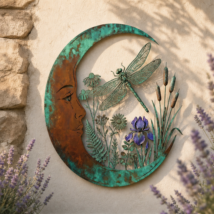 Lunaveil – Crescent Moon &amp; Dragonfly Metal Wall Decor + 50% OFF lifestyle