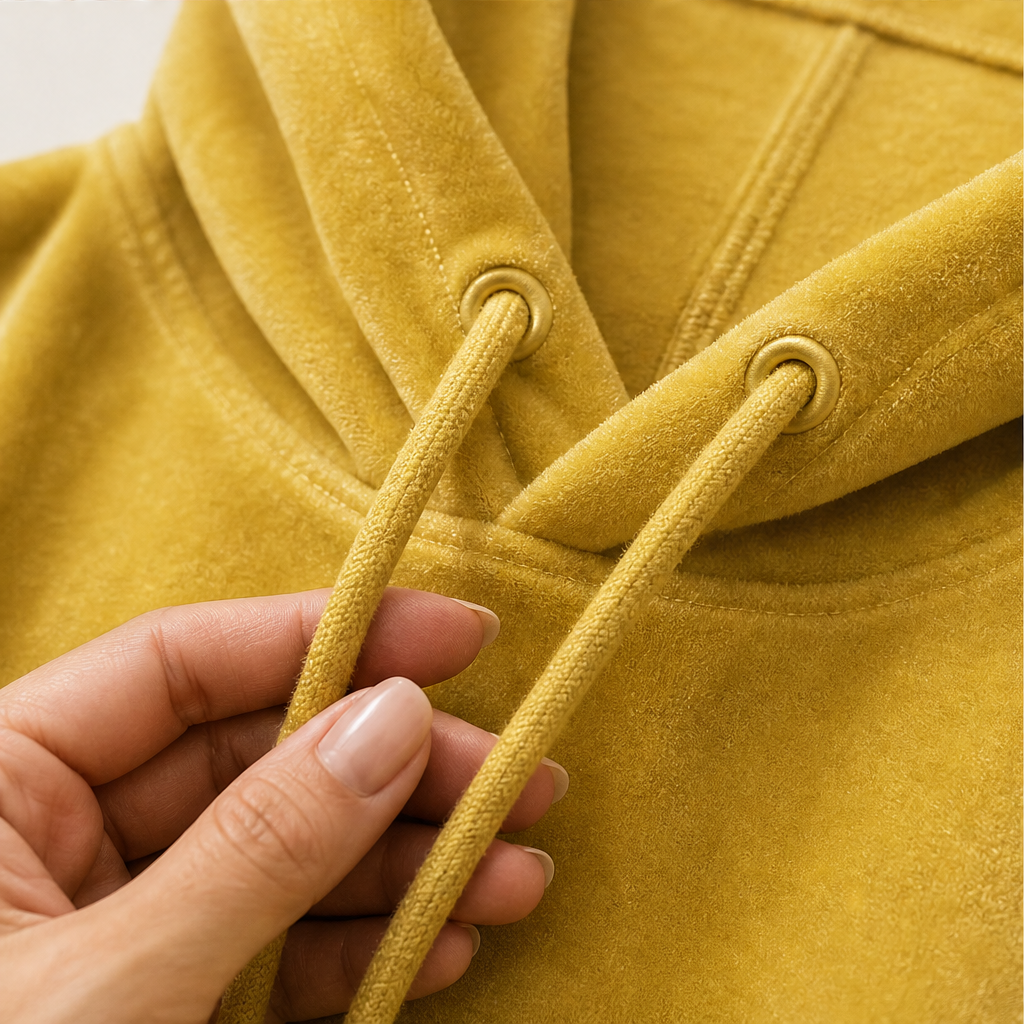 Plushwick – Oversized Velour Drawstring Hoodie with 3/4 Sleeves + 50% OFF detail