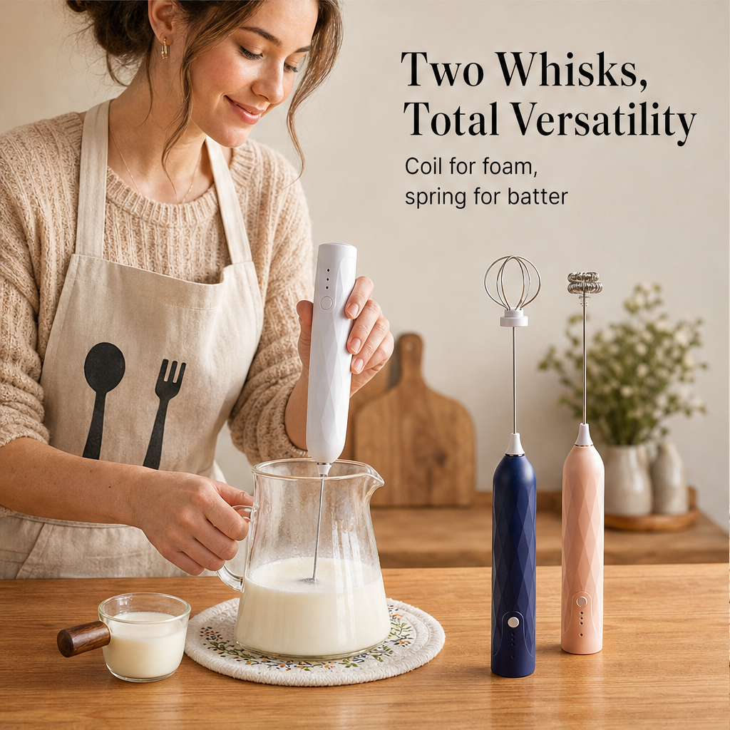 Frothelle – 3-Speed USB Rechargeable Handheld Milk Frother + 50% OFF features