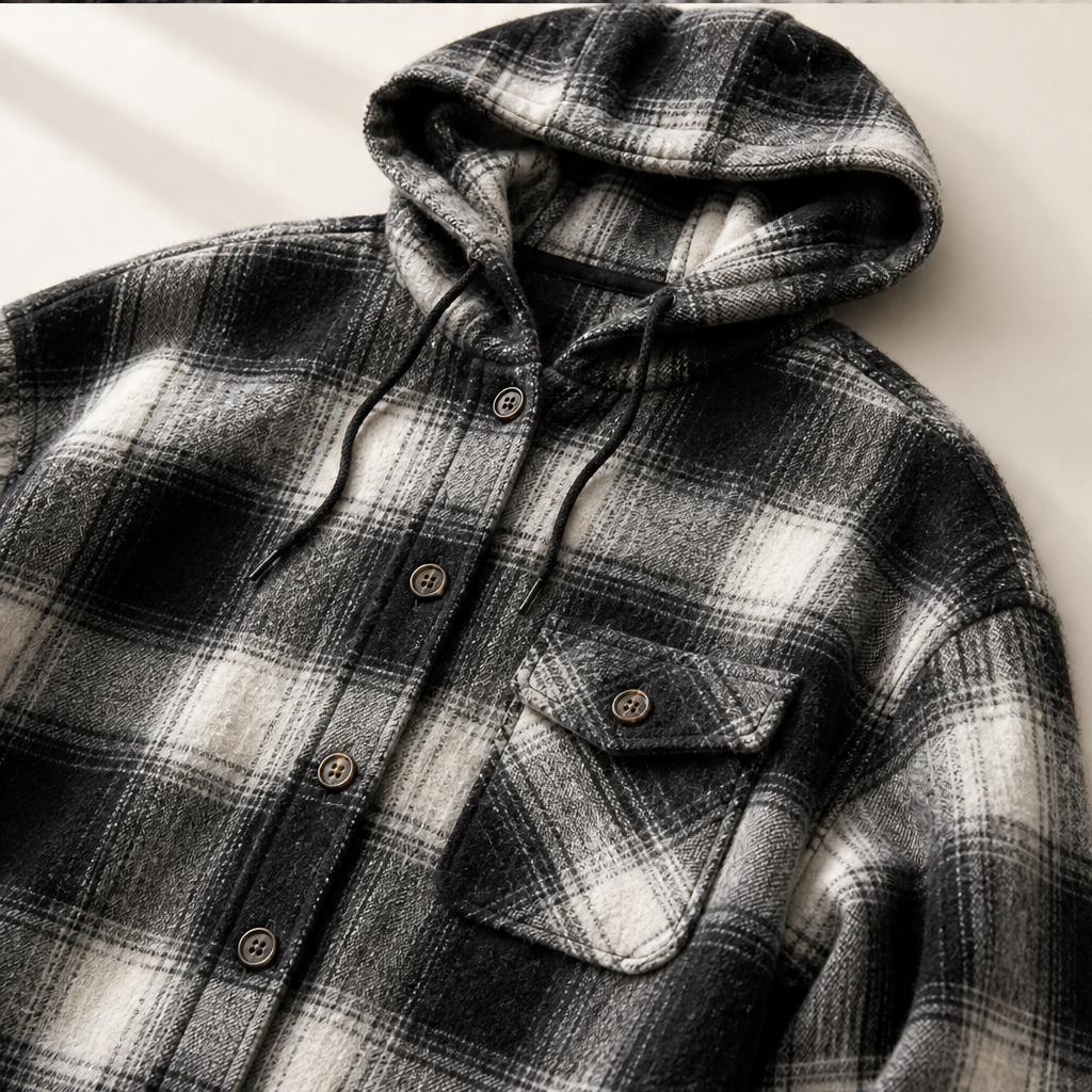 Hearthfold – Cozy Plaid Sherpa-Lined Hooded Jacket + 50% OFF detail