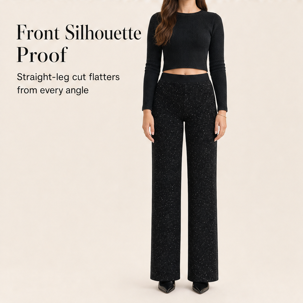 Glimmerwick – Sparkling High-Waist Straight-Leg Pants + 50% OFF detail