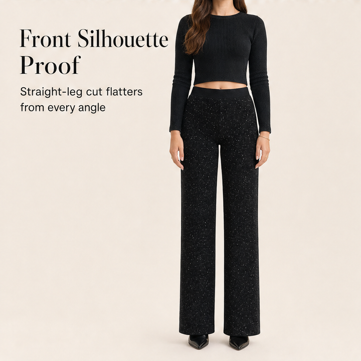 Glimmerwick – Sparkling High-Waist Straight-Leg Pants + 50% OFF detail
