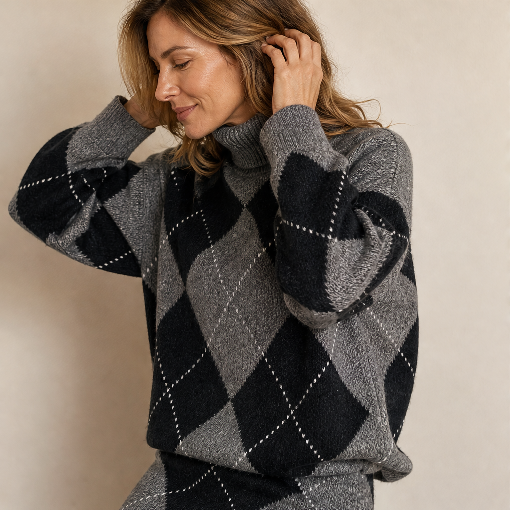 Thornmere – Cosy Argyle Knit Sweater &amp; Skirt Set + 50% OFF features