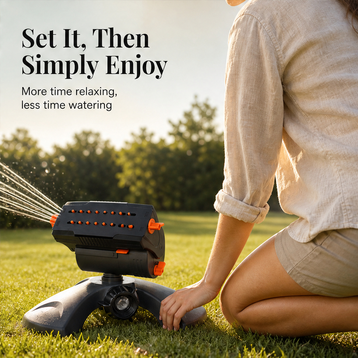 GreenArc – Adjustable 16-Nozzle Heavy Base Lawn Sprinkler + 50% OFF features