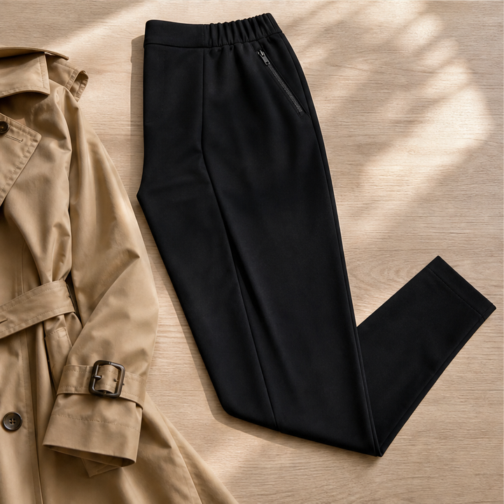 Tavelle – High-Waist Tummy Control Zipper-Pocket Stretch Pants + 50% OFF detail