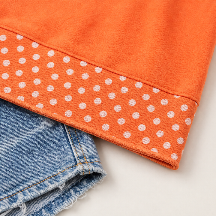 Fernbay – Oversized Polka-Dot Trim Color Block Pullover Top + 50% OFF detail