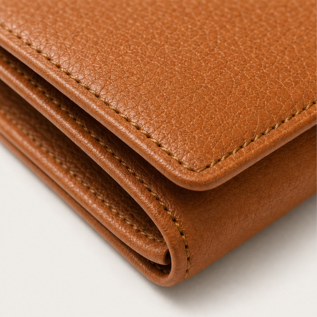 Pocketleigh – RFID-Blocking Pebbled Leather Card Holder with Key Ring + 50% OFF detail