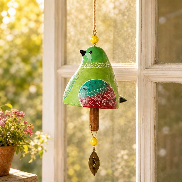 Sparrowbloom – Hand-Painted Folk Art Bird Wind Chime + 50% OFF lifestyle