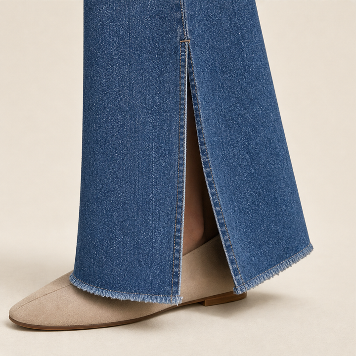 Millcroft – High-Rise Stretch Denim Wide-Leg Jeans + 50% OFF detail