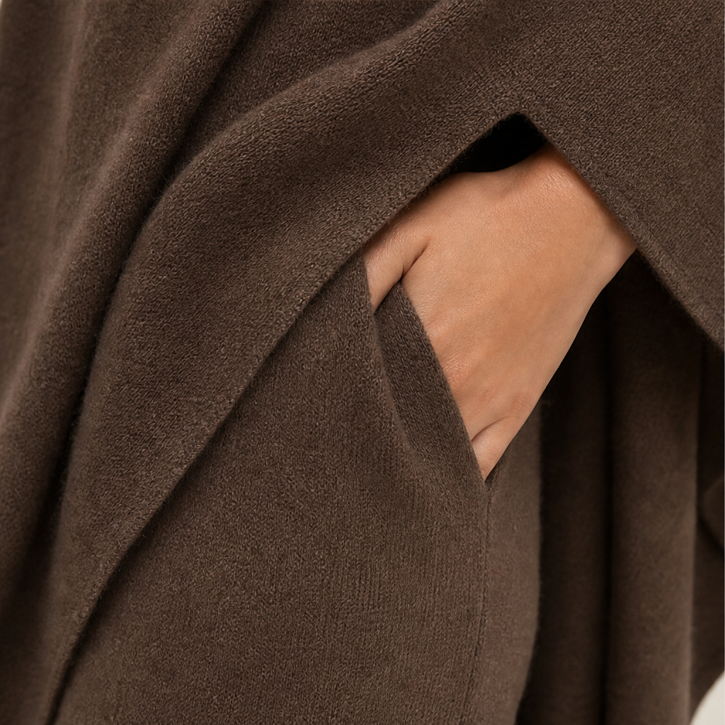 Draperie – Draped Turtleneck Cape &amp; Wide-Leg Pants Set + 50% OFF detail