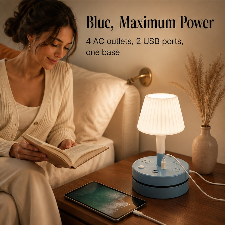 Litewick – Bedside Lamp with AC Outlets &amp; USB Charging Base + 50% OFF features