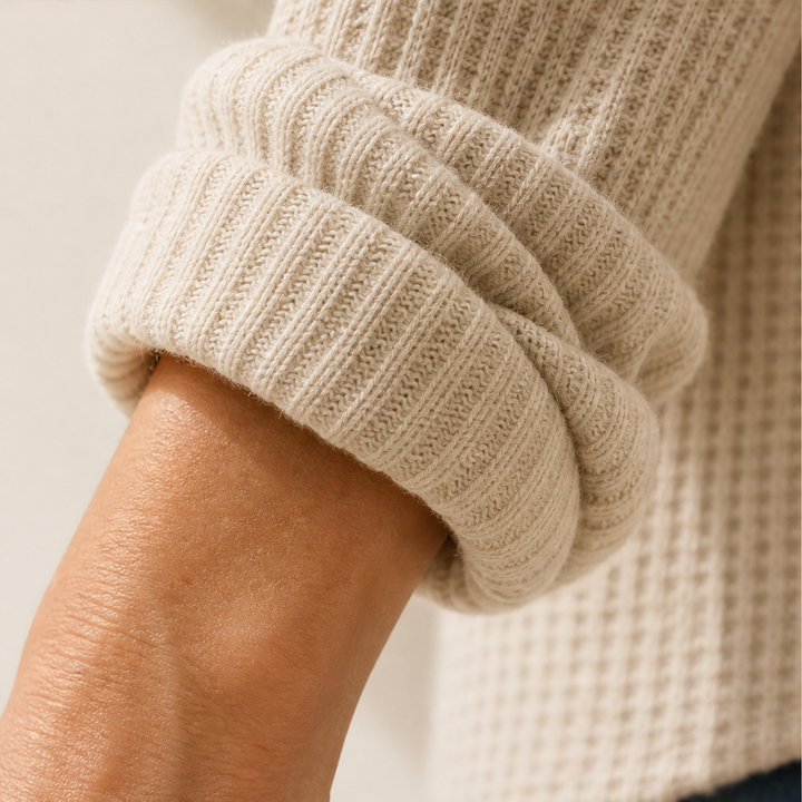 Cozeloom – Waffle Knit Long Sleeve Henley Top + 50% OFF detail