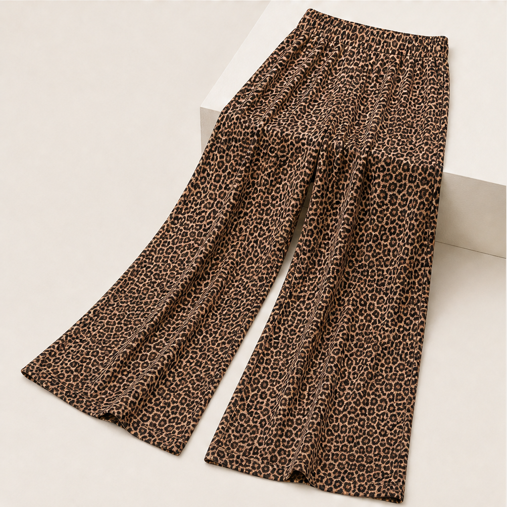 Fauxpelle – Oversized Tunic &amp; Wide-Leg Pants Leopard Two-Piece Set + 50% OFF detail