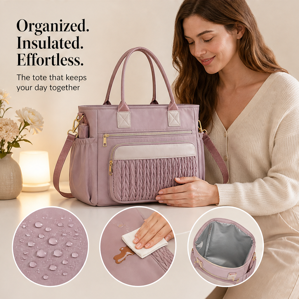 Larkmore – Insulated Leakproof Tote with Side Pockets Lunch Bag + 50% OFF features