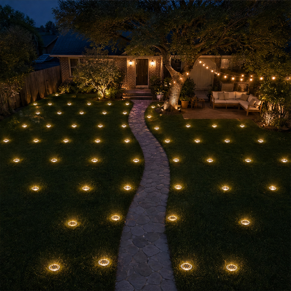 Sunhollow – Auto On/Off Solar Ground Lights, Steel Rim Disk Lights + 50% OFF lifestyle