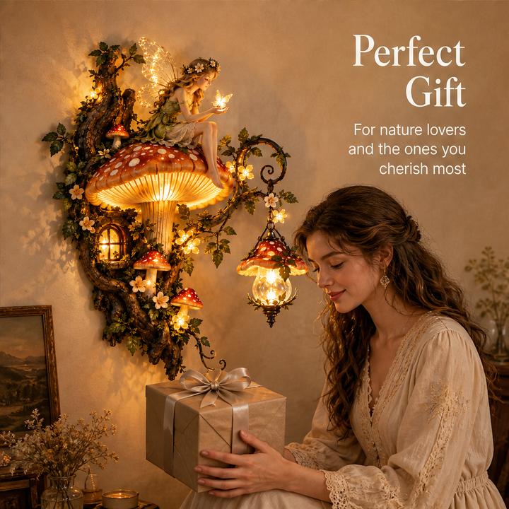 Thistlemoor – Hand-Sculpted Glowing Fairy Mushroom Wall Light + 50% OFF features
