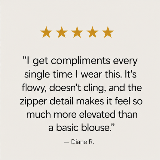 Silkaven – Double-Layer Zipper V-Neck Flowy Chiffon Top + 50% OFF detail