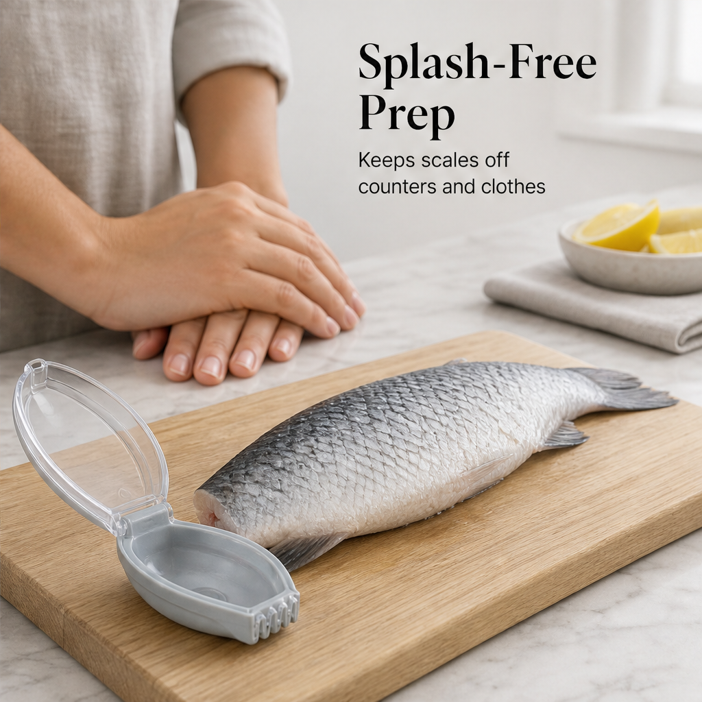 Scalewick – Mess-Free Serrated Fish Scale Scraper with Catch Chamber + 50% OFF features