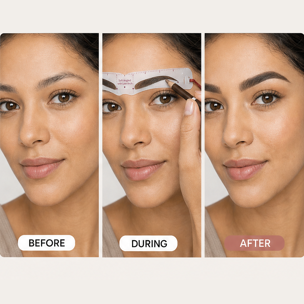 ArchLine – Adjustable 12-Shape Eyebrow Stencil Kit with Headband + 1+1 FREE features