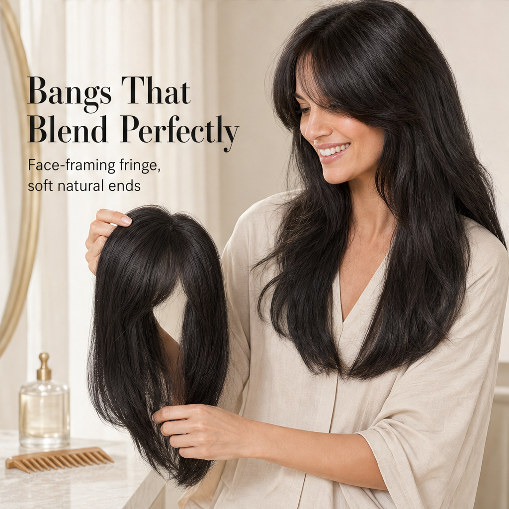 Crownvale – Undetectable Clip-In Volume with Bangs Hair Topper + 50% OFF features
