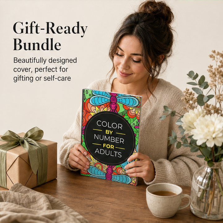 Calmshade – Bold Line-Art Color-by-Number Coloring Bundle for Adults + 50% OFF features