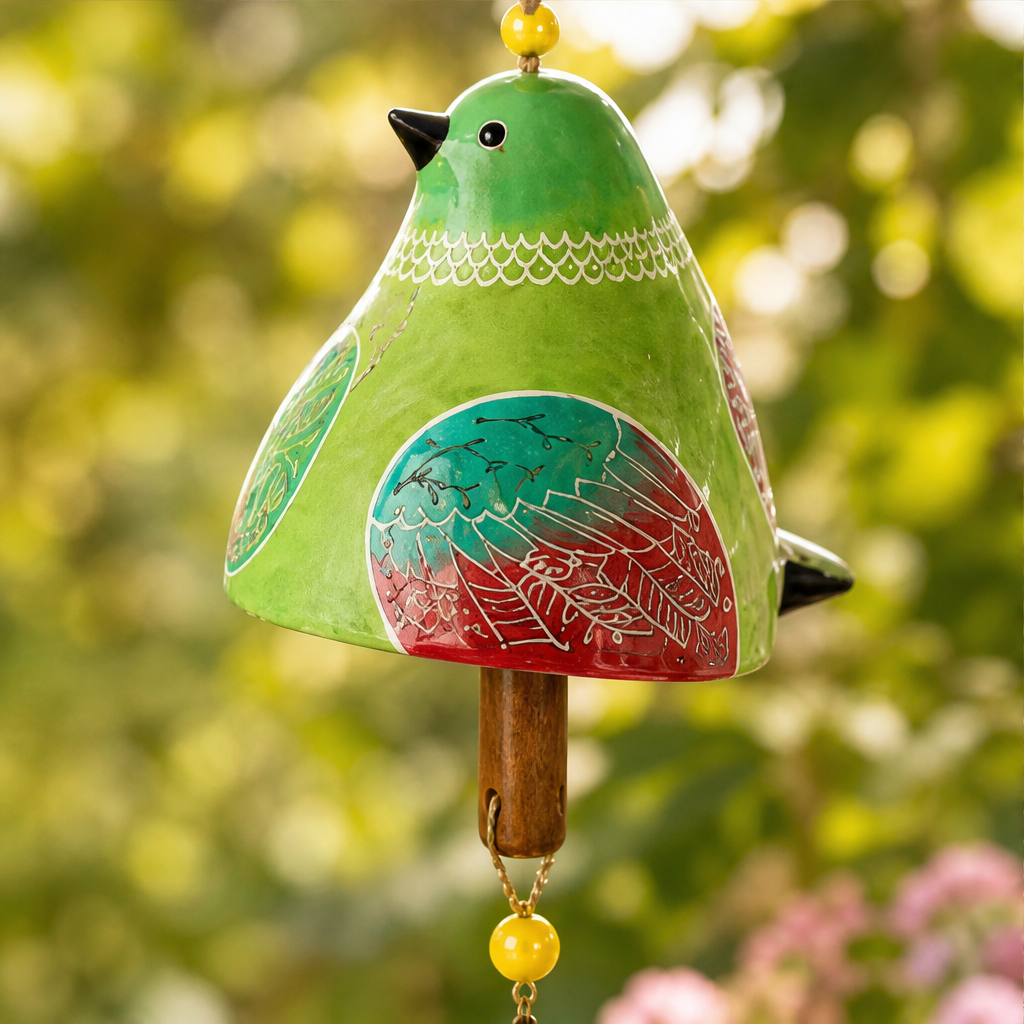 Sparrowbloom – Hand-Painted Folk Art Bird Wind Chime + 50% OFF lifestyle