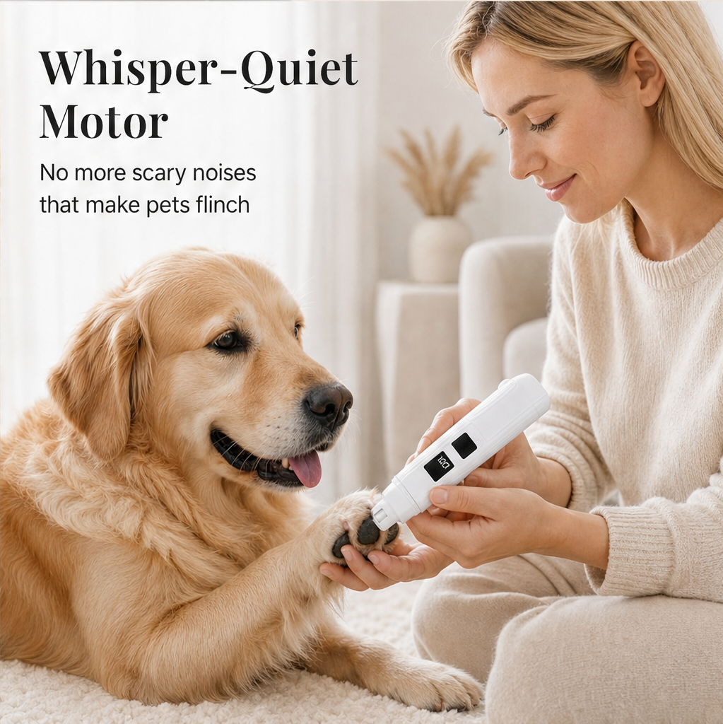 Pawsera – Whisper-Quiet Painless Electric Pet Nail Grinder + 50% OFF features
