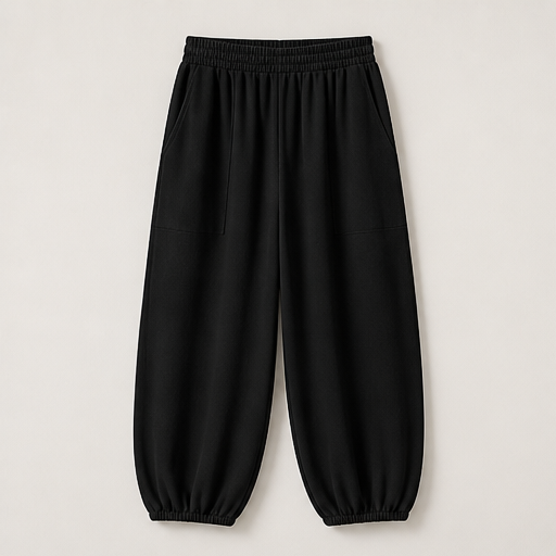 Alcove Palazzo – Elastic Waist Wide Leg Harem Pants with Pockets Black
