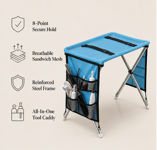 Calmora – 2-in-1 Foldable Grooming Table &amp; Hammock for Pets features