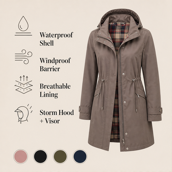 Rainholt – Waterproof Windproof Hooded Trench Coat + 50% OFF features