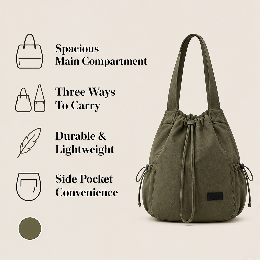 Cordelli – Slouchy Three-Way Drawstring Tote Backpack + 50% OFF features