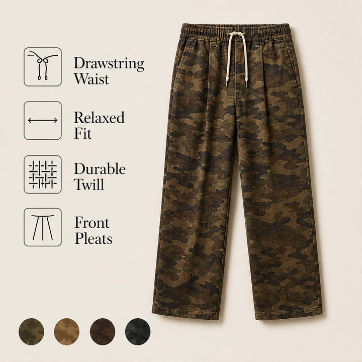 Ridgewick – Relaxed Fit Camouflage Drawstring Pants + 50% OFF features